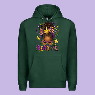 Bead Me Mardi Gras Afro Messy Bun Premium Hoodie Designed By Texasbilliewilder