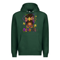 Sports Green bead me mardi gras afro messy bun Premium Hoodie - texasbilliewilder