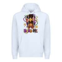 White bead me mardi gras afro messy bun Premium Hoodie - texasbilliewilder