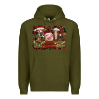 Army Green merry christmas farm animals Premium Hoodie - RanaPortraitStore