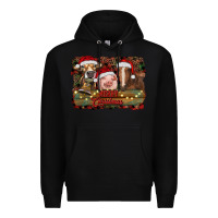 Black merry christmas farm animals Premium Hoodie - RanaPortraitStore