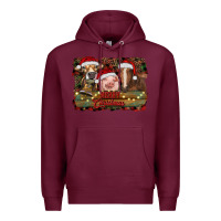 Burgundy merry christmas farm animals Premium Hoodie - RanaPortraitStore