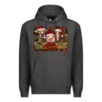 Charcoal Heather merry christmas farm animals Premium Hoodie - RanaPortraitStore