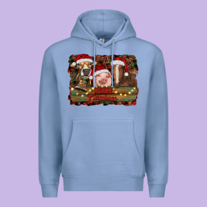 Merry Christmas Farm Animals Premium Hoodie Designed By Ranaportraitstore