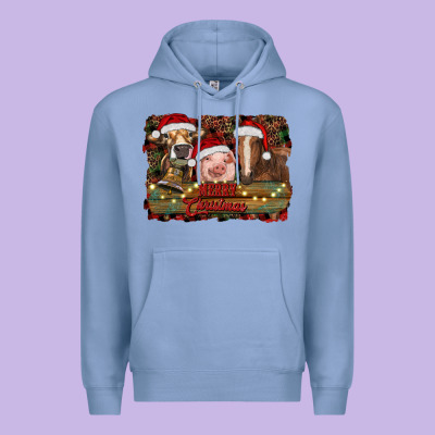 Merry Christmas Farm Animals Premium Hoodie Designed By Ranaportraitstore