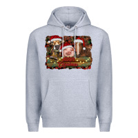 Heather Grey merry christmas farm animals Premium Hoodie - RanaPortraitStore