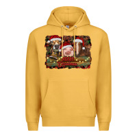 Mustard merry christmas farm animals Premium Hoodie - RanaPortraitStore