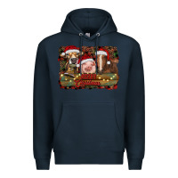 Navy merry christmas farm animals Premium Hoodie - RanaPortraitStore