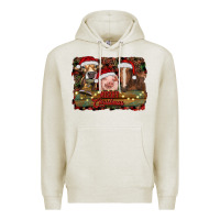 Oatmeal Heather merry christmas farm animals Premium Hoodie - RanaPortraitStore