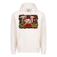 Pale Pink merry christmas farm animals Premium Hoodie - RanaPortraitStore