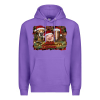 Purple merry christmas farm animals Premium Hoodie - RanaPortraitStore