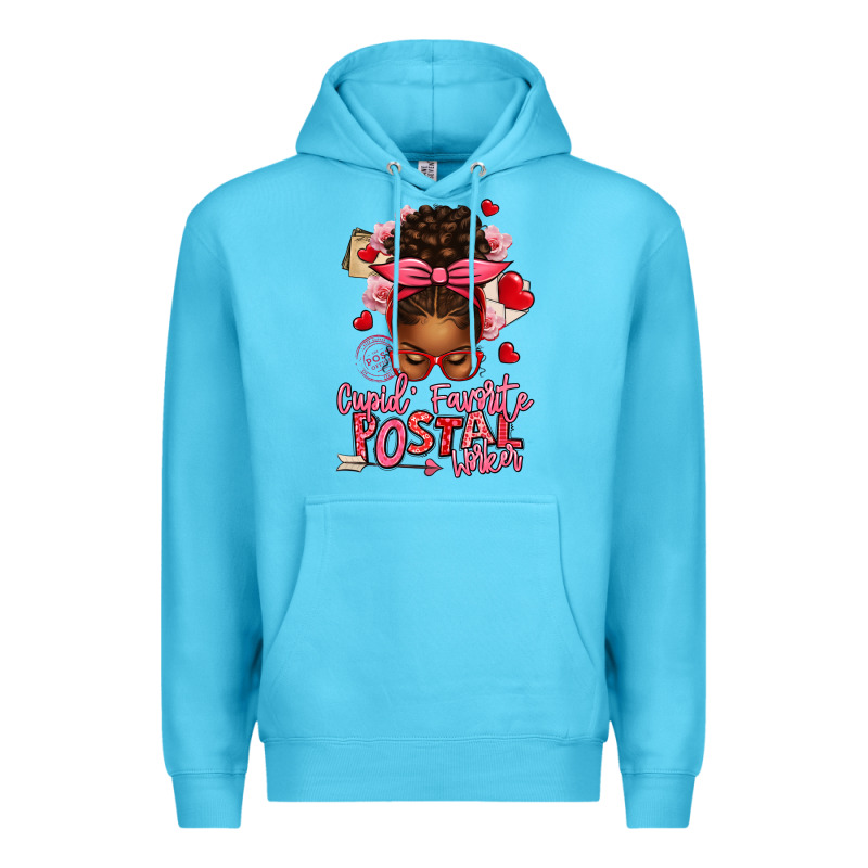 Cupid's Favorite Postal Worker Afro Messy Bun Premium Hoodie by texasbilliewilder | Teevron