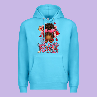 Cupid's Favorite Postal Worker Afro Messy Bun Premium Hoodie Designed By Texasbilliewilder