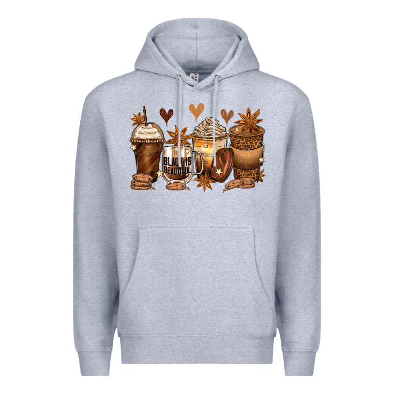 Melanin Afro Coffee Cups Premium Hoodie by Zillion Design Studio | Teevron