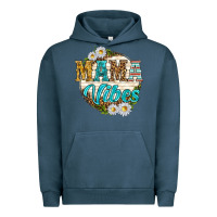 Pigment Midnight Navy mama vibes with daisies Urban Hoodie - texasbilliewilder