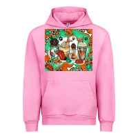 Fuchsia Pink dog coffee cups Urban Hoodie - Zillion Design Studio