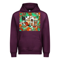 Mauve Wine dog coffee cups Urban Hoodie - Zillion Design Studio