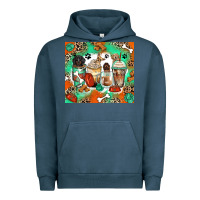 Pigment Midnight Navy dog coffee cups Urban Hoodie - Zillion Design Studio
