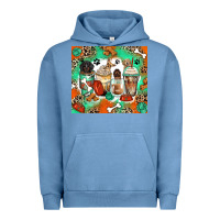 Pigment Pebble Blue dog coffee cups Urban Hoodie - Zillion Design Studio