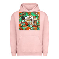 Pigment Salmon dog coffee cups Urban Hoodie - Zillion Design Studio