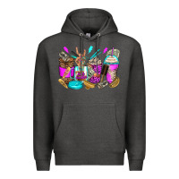 Charcoal Heather hair hustler coffee cups Premium Hoodie - Zillion Design Studio