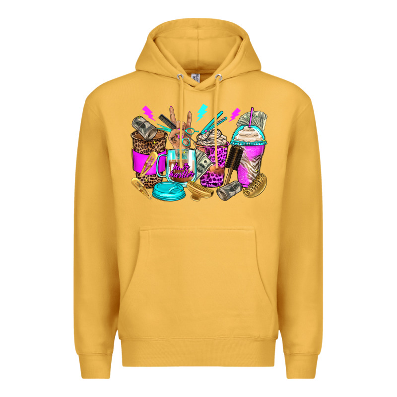Hair Hustler Coffee Cups Premium Hoodie by Zillion Design Studio | Teevron