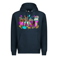 Navy hair hustler coffee cups Premium Hoodie - Zillion Design Studio