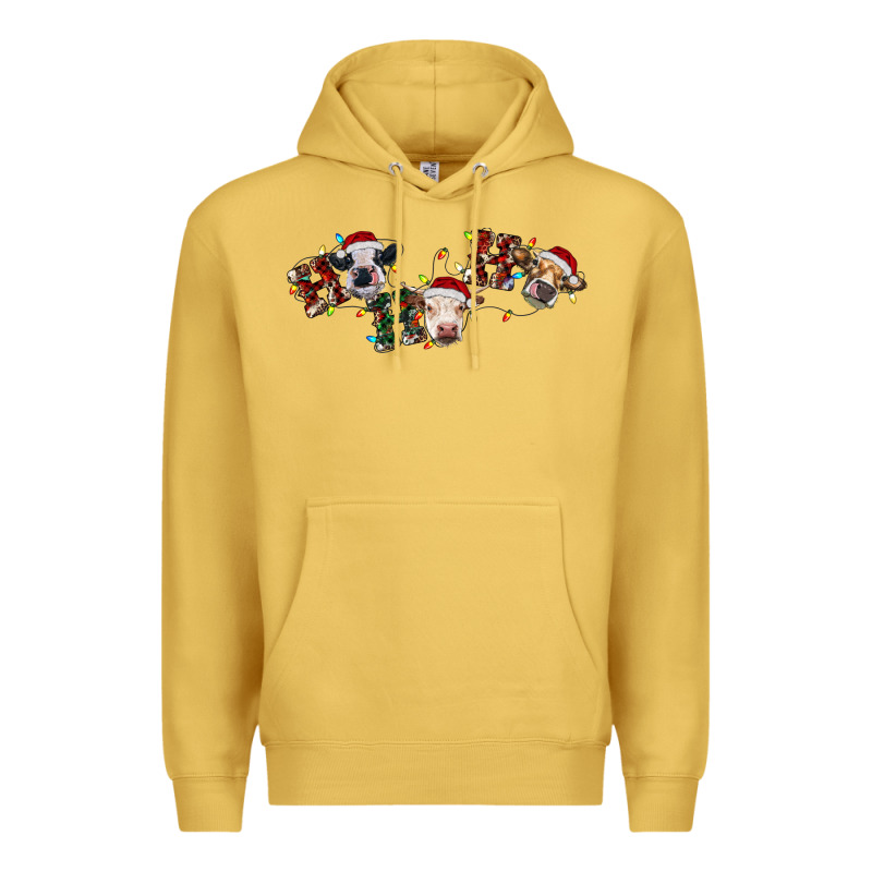Hohoho Christmas Cows Premium Hoodie by RanaPortraitStore | Teevron