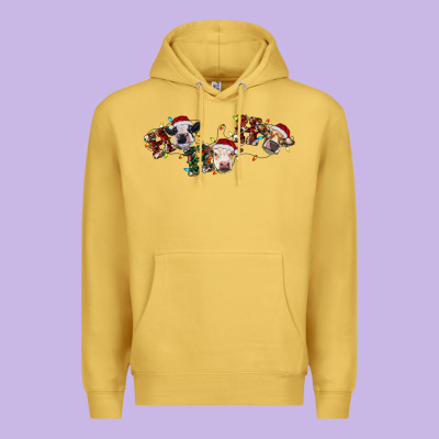 Hohoho Christmas Cows Premium Hoodie Designed By Ranaportraitstore