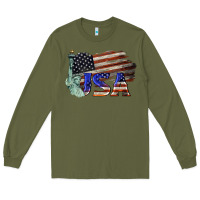 Army Green usa  statue of liberty Long Sleeve Tee - BarkalooDesign