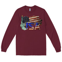 Burgundy usa  statue of liberty Long Sleeve Tee - BarkalooDesign