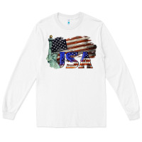 White usa  statue of liberty Long Sleeve Tee - BarkalooDesign