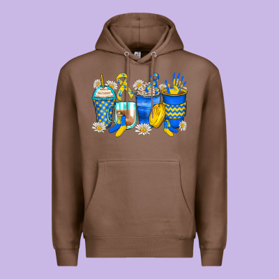 Down Syndrome Coffee Cups Premium Hoodie Designed By Zillion Design Studio
