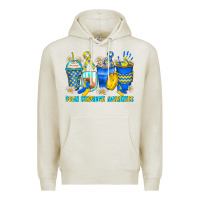 Oatmeal Heather down syndrome coffee cups Premium Hoodie - Zillion Design Studio