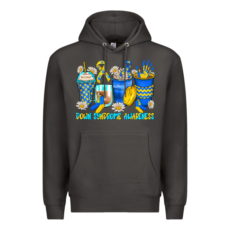Down Syndrome Coffee Cups Premium Hoodie by Zillion Design Studio | Teevron