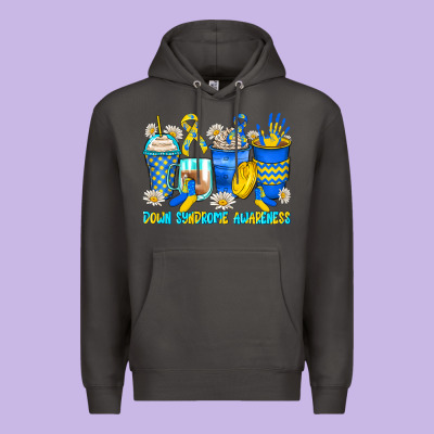 Down Syndrome Coffee Cups Premium Hoodie Designed By Zillion Design Studio