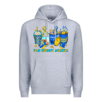 Heather Grey down syndrome coffee cups Premium Hoodie - Zillion Design Studio