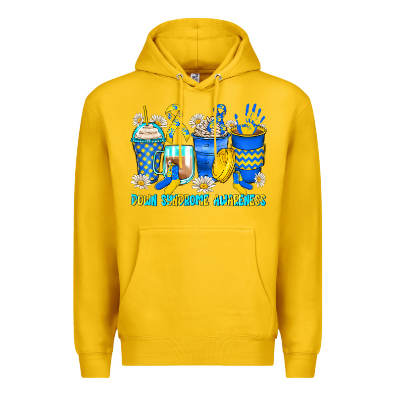 Down Syndrome Coffee Cups Premium Hoodie by Zillion Design Studio | Teevron