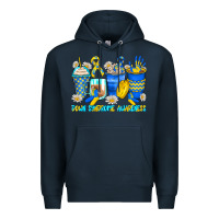 Navy down syndrome coffee cups Premium Hoodie - Zillion Design Studio