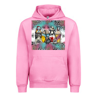 Fuchsia Pink cartoon characters coffee cups Urban Hoodie - Zillion Design Studio