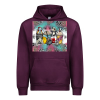 Mauve Wine cartoon characters coffee cups Urban Hoodie - Zillion Design Studio