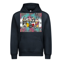 Navy cartoon characters coffee cups Urban Hoodie - Zillion Design Studio