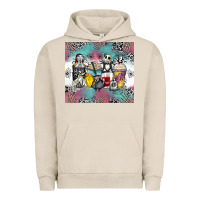Pigment French Oak cartoon characters coffee cups Urban Hoodie - Zillion Design Studio