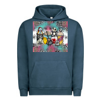 Pigment Midnight Navy cartoon characters coffee cups Urban Hoodie - Zillion Design Studio