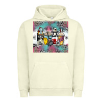 Pigment Pistachio cartoon characters coffee cups Urban Hoodie - Zillion Design Studio