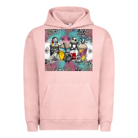 Pigment Salmon cartoon characters coffee cups Urban Hoodie - Zillion Design Studio