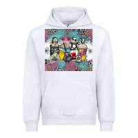 White cartoon characters coffee cups Urban Hoodie - Zillion Design Studio