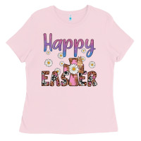 Bubblegum Pink happy easter cross Ladies Tee - Artiststas