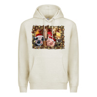 Oatmeal Heather christmas farm animals Premium Hoodie - RanaPortraitStore