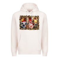 Pale Pink christmas farm animals Premium Hoodie - RanaPortraitStore